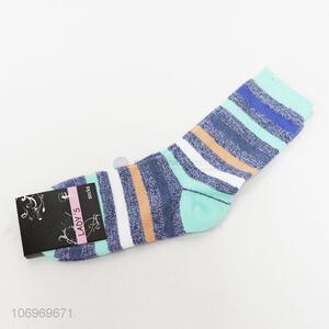 Good sale colorful striped ladies winter warm crew socks