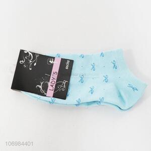 Custom bowknot jacquard women ankle socks boat socks