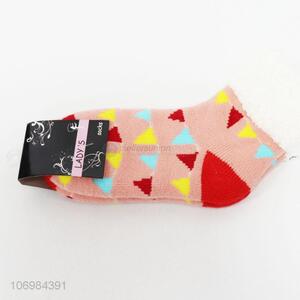 Recent style colorful triangle jacquard women ankle socks