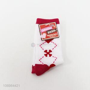 New design fashion jacquard girls mid-calf length sock