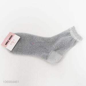 Hot selling fashion metallic summer socks for women