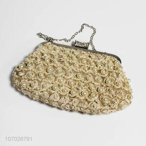 Promotional deluxe dual-purpose flower pearl clutch bag evening bag shoulder bag