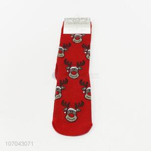 Competitive price Christmas reindeer pattern women tube socks