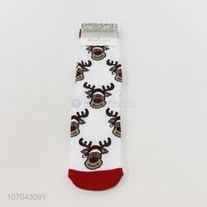 Promotional cartoon Christmas reindeer pattern ladies tube socks