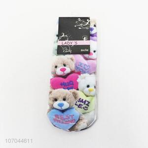 New products 3D digital printed bear pattern women ankle socks