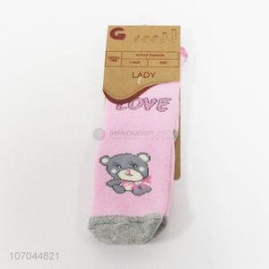 High-grade girls anit-slip winter ankle socks with bear pattern