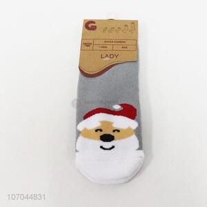 High sales girls anit-slip winter ankle socks with santa claus pattern