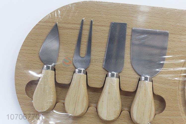 Wholesale Wooden Cutting Board With 4 Pieces Cheese Knife Set