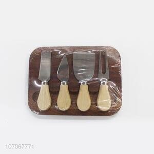 Top Quality 4 Pieces Cheese Knife With Cheese Cutting Board Set