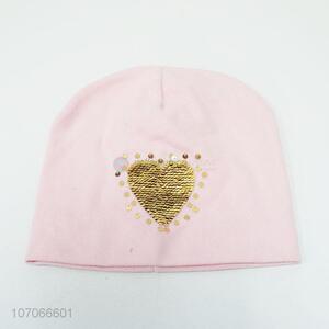 Hot selling exquisite heart sequins hat women winter beanine