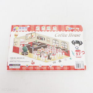 Factory price 3D coffee house puzzle kids educational toy