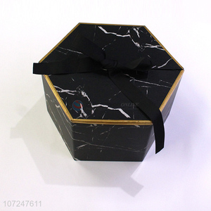 Good sale fashion hexagon packing box with gold edge