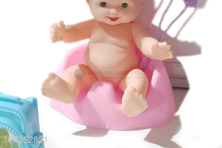 Factory Price Soft Baby Doll Toy With Feeder Bottle And Toilet