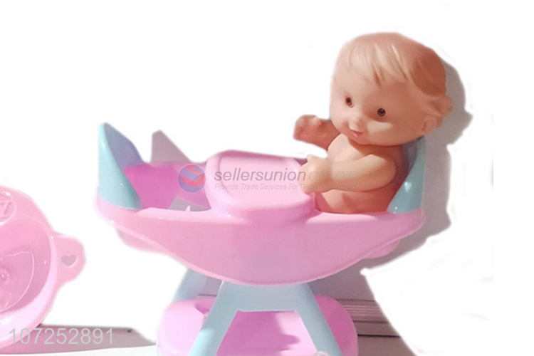 Unique Design Lovely Vinyl Baby Doll Toy With Baby Double Dining Chair