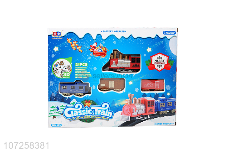 Promotional products plastic track toys battery operated toy Christmas train for kids