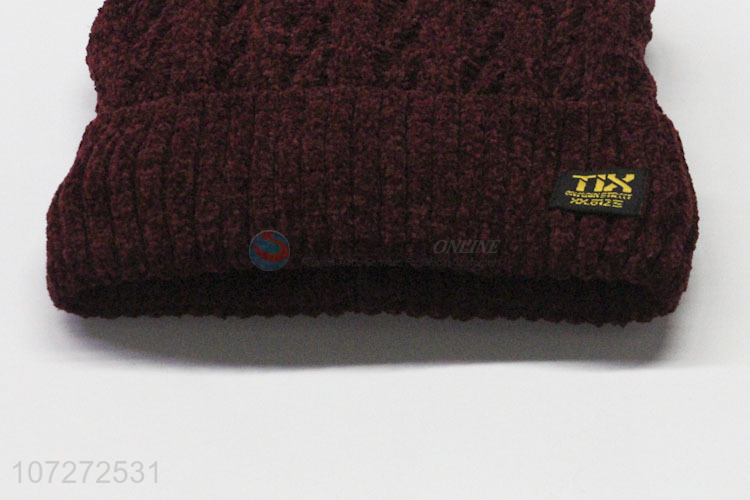 Popular products men winter warm beanie hat fleece chenille cap