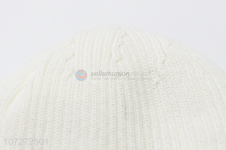 Hot selling ladies winter knitted hat letters embroidered beanie hat