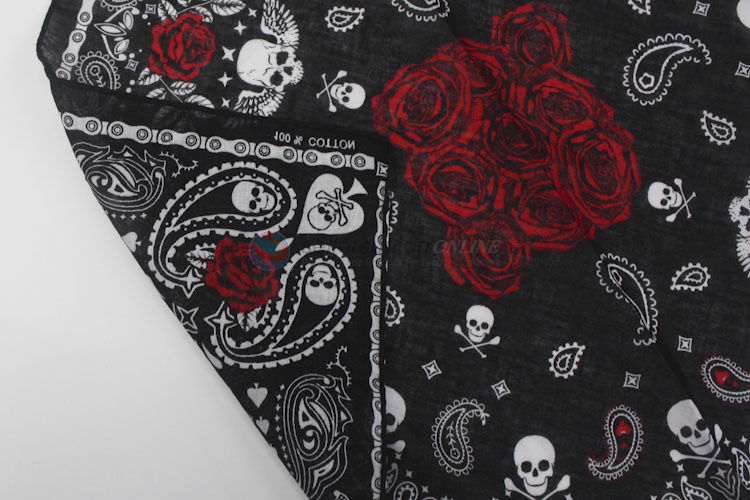 China supplier fashion skull printed face shield cotton square bandana