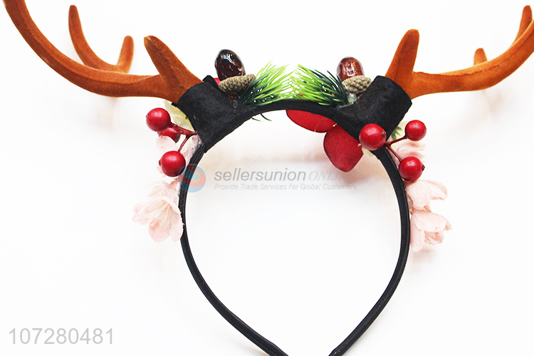 Fashion Festival Fancy Flower Deer Horn Hairbands Christmas Hair Decoration