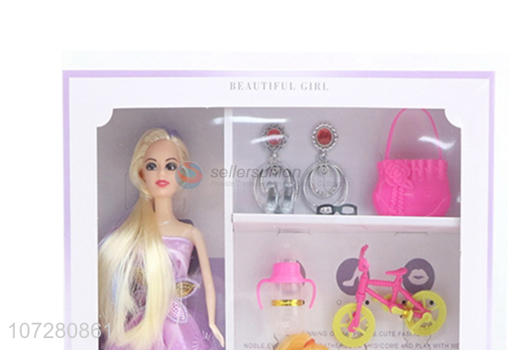 High Quality Solid Body Girls Doll With Accessories Set Toy