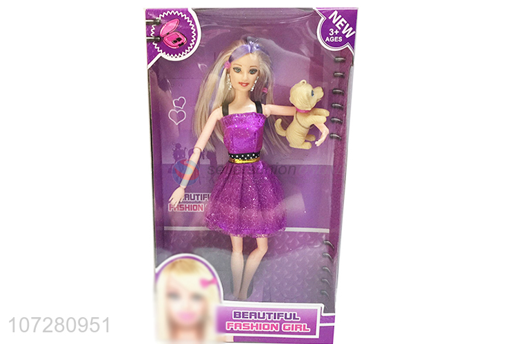 Fashion Solid Body Beauty Girl Doll With Pet Set