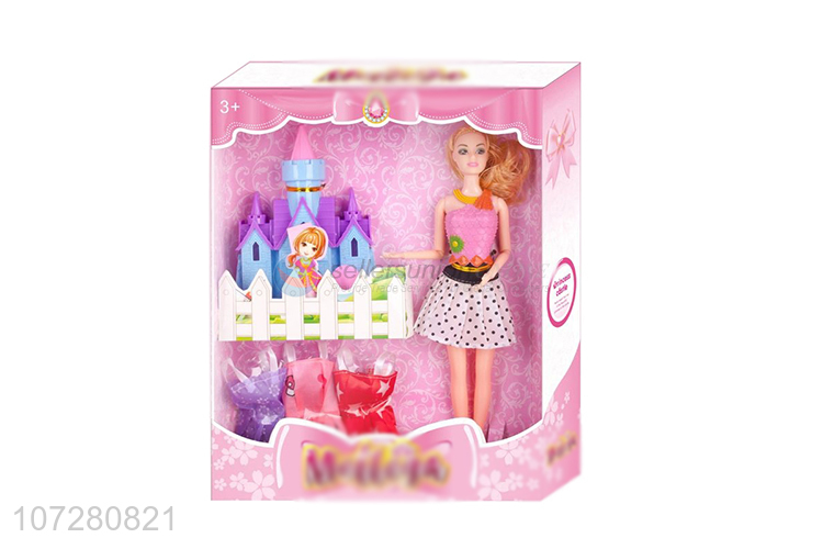 Hot Sale 11 Joints Solid Body Doll With Castle And Dresses Set