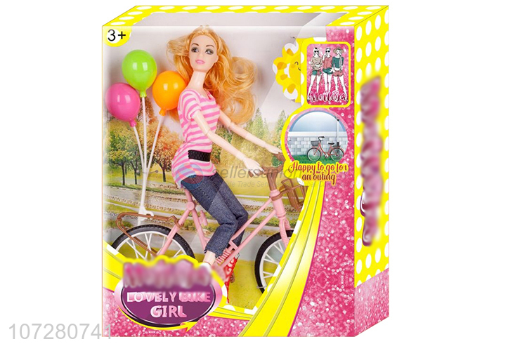 Custom Solid Body 11 Joints Girl With Bicycle Toy Doll