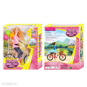 Custom Solid Body 11 Joints Girl With Bicycle Toy Doll