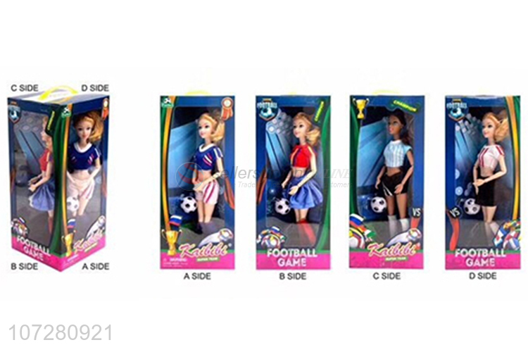 Good Sale 12 Joints Solid Body Soccer Girls Doll Set Toy