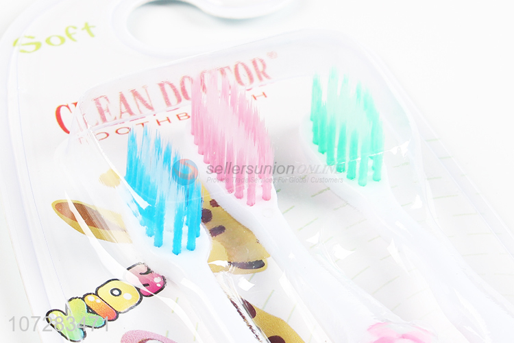 Recent design cartoon animal shape handle children toothbrush set