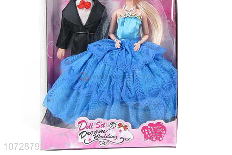Custom 11.5 Inch Solid Body 11 Joints Wedding Couple Doll Set