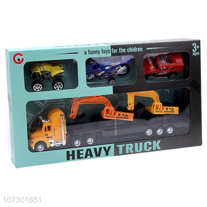 High Quality Plastic Inertial Trailer Friction Heavy Truck Toy Set For Childrens