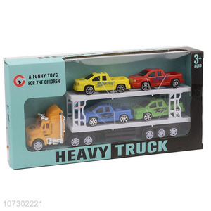 Hot Sale Inertial Trailer Friction Heavy Truck Toys Set Carrying 4Pcs Cars