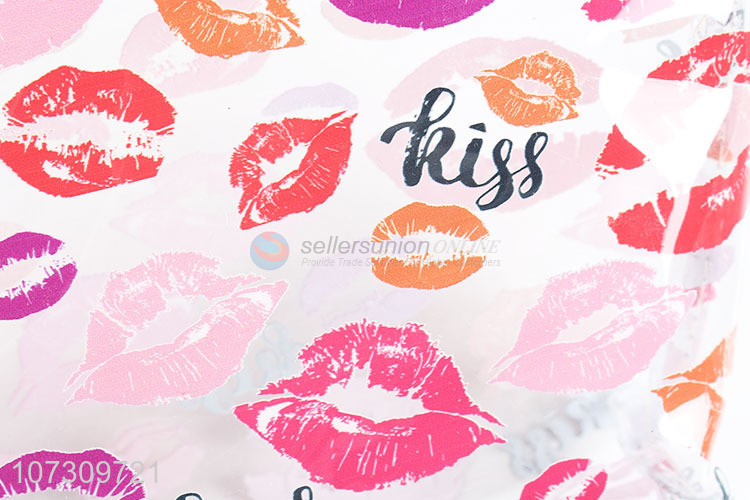 Hot selling fashion lip printed transparent pvc makeup bag cosmetic bag