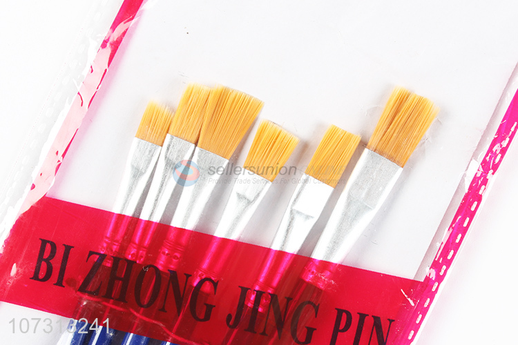 Most popular art tools 6pcs wooden handle watercolor painting brush oil paintbrush