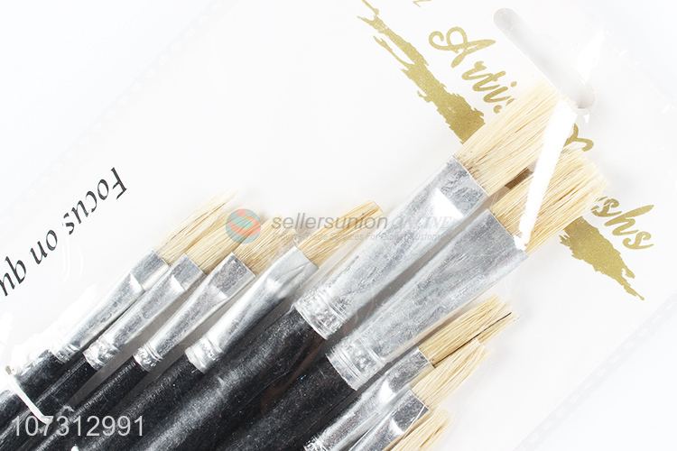 Excellent quality art supplies 9pcs wooden handle painting brush watercolor paintbrush