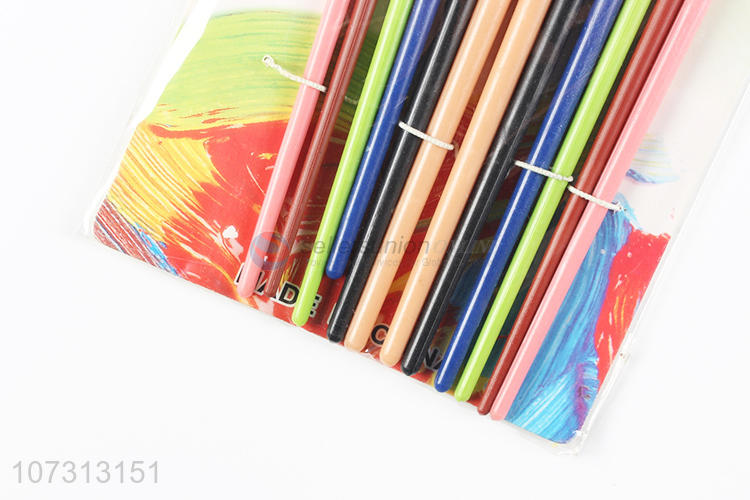 Best selling art supplies 12pcs plastic handle painting brush watercolor paintbrush