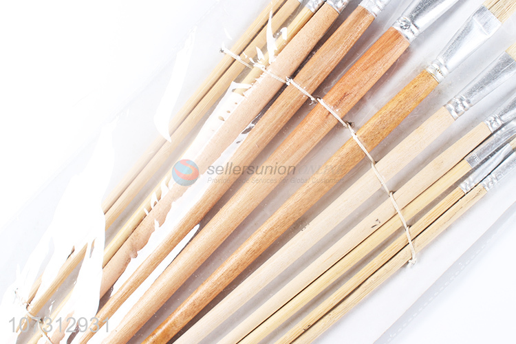 Hot products art supplies 12pcs wooden handle painting brush watercolor paintbrush