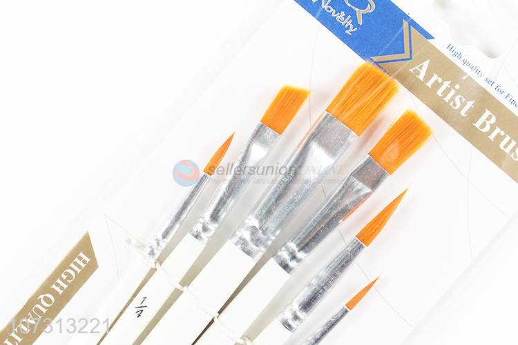 Top supplier art tools 6pcs wooden handle watercolor painting brush oil paintbrush