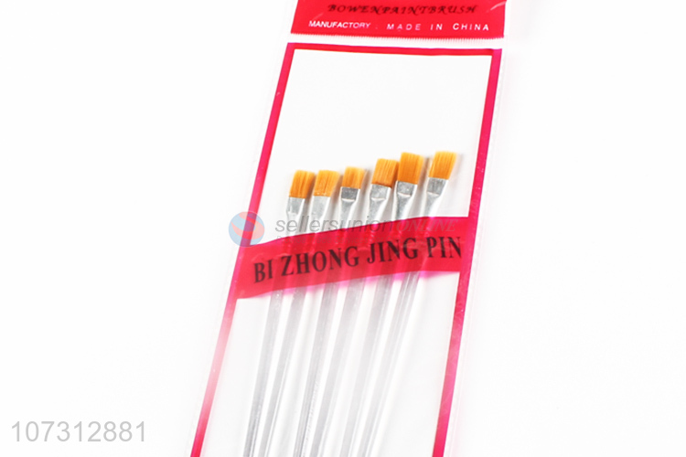 Latest style art tools 6pcs plastic handle watercolor painting brush oil paintbrush