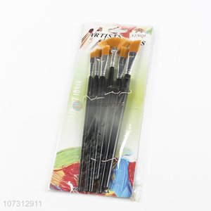 China maker art supplies 6pcs wooden handle painting brush watercolor paintbrush