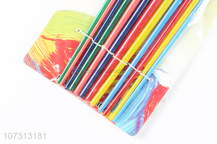 Wholesale custom art tools 12pcs plastic handle watercolor painting brush oil paintbrush