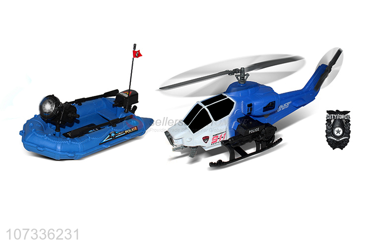 Inertial Helicopter Static Rubber Boat Special Police Ambulance Play Set