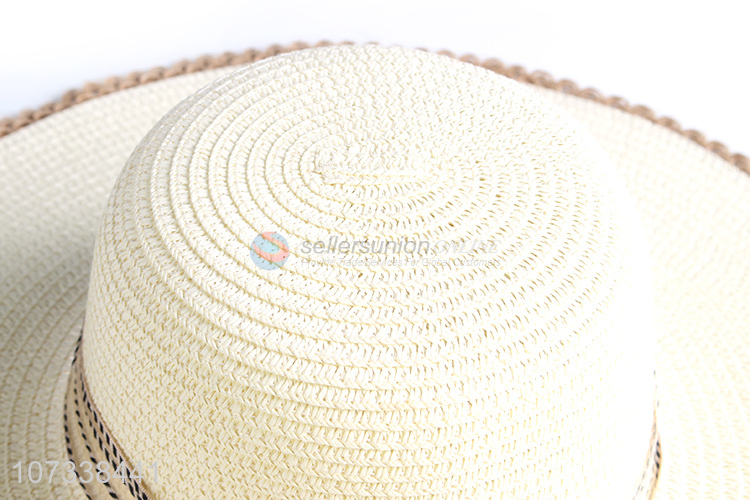 Wholesale Custom Wide Brim Women Summer Beach Sun Floppy Paper Straw Hat