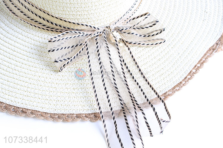 Wholesale Custom Wide Brim Women Summer Beach Sun Floppy Paper Straw Hat