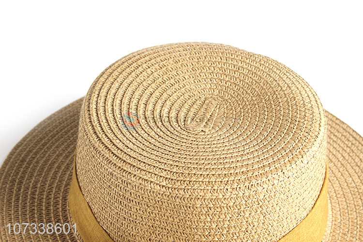 Best Sale Woman Leisure Outdoor Paper Straw Hat With Bow Decoration