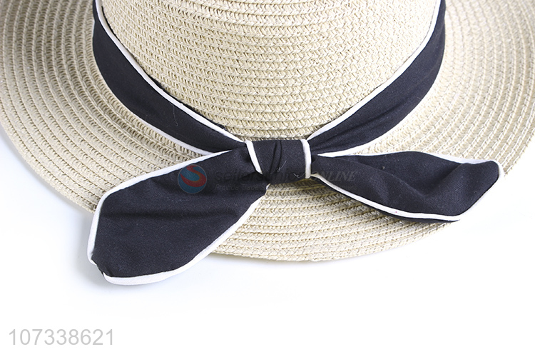 New Design Women Natural Summer Straw Hats Beach Hat With Bow