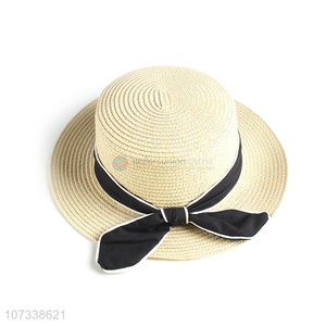 New Design Women Natural Summer Straw Hats Beach Hat With Bow