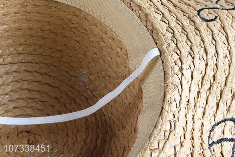 New Popular Embroidery Beach Summer Sun Lady Paper Straw Hat