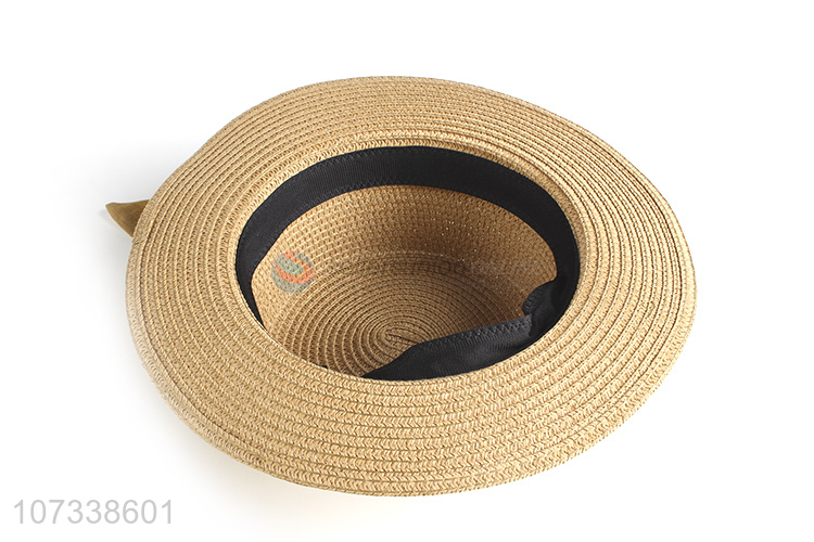 Best Sale Woman Leisure Outdoor Paper Straw Hat With Bow Decoration